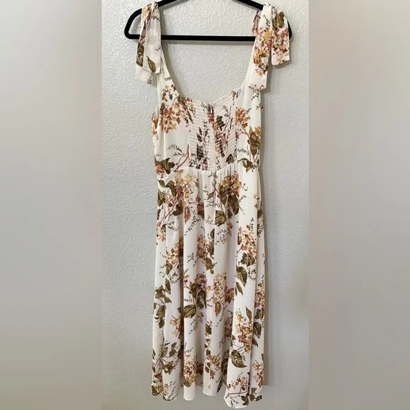 NWT Reformation Aden Dress Floral Print In NEUTRAL MOTIF Sz 8 - Picture 6 of 12